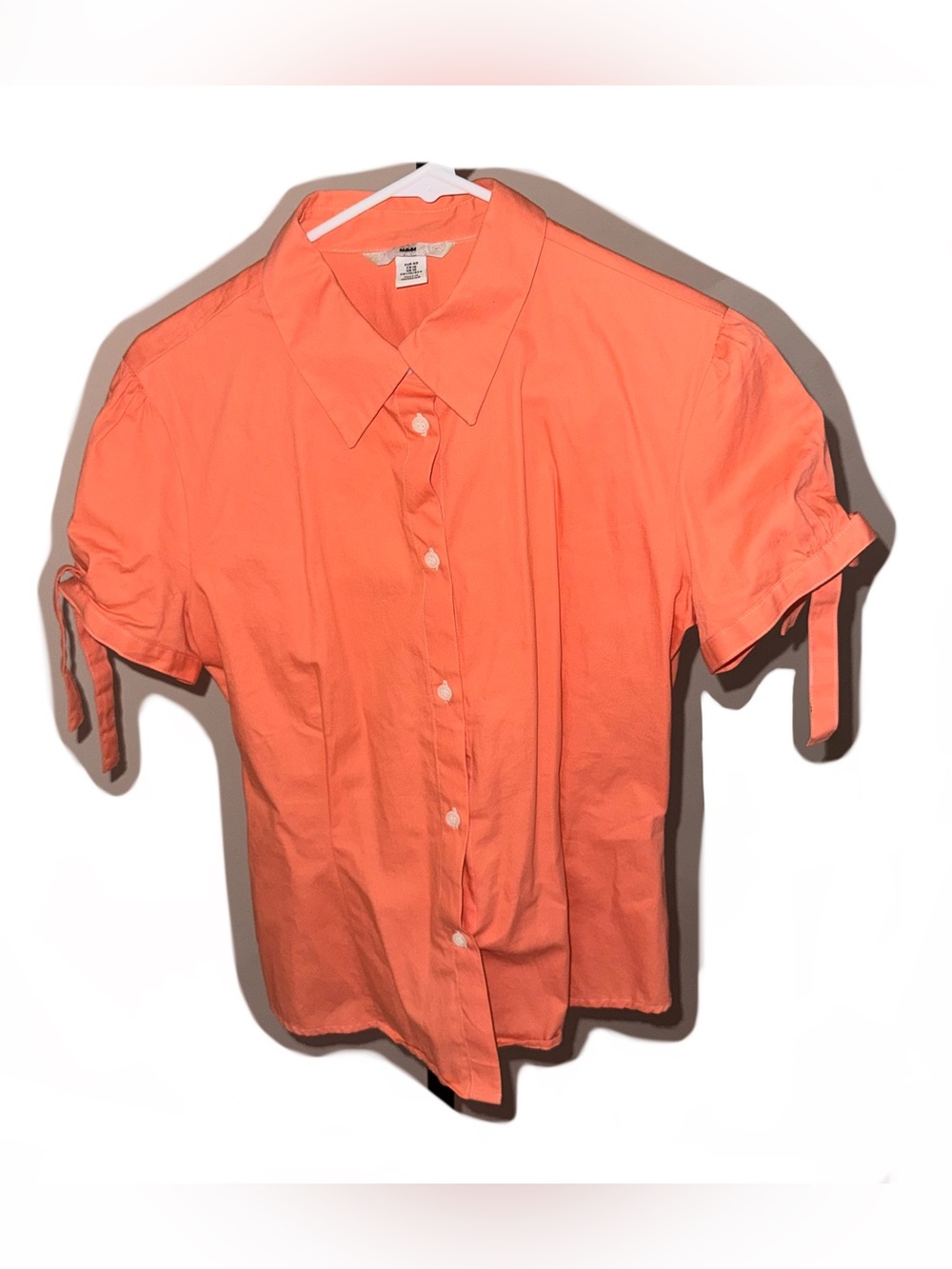 H&M Coral Button-Front Short Sleeve Blouse
